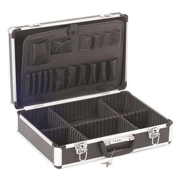 ALUMINIUM GEREEDSCHAPSKOFFER - 455 x 330 x 152 - ZWART ALUMINIUM GEREEDSCHAPSKOFFER - 455 x 330 x 152 - ZWART