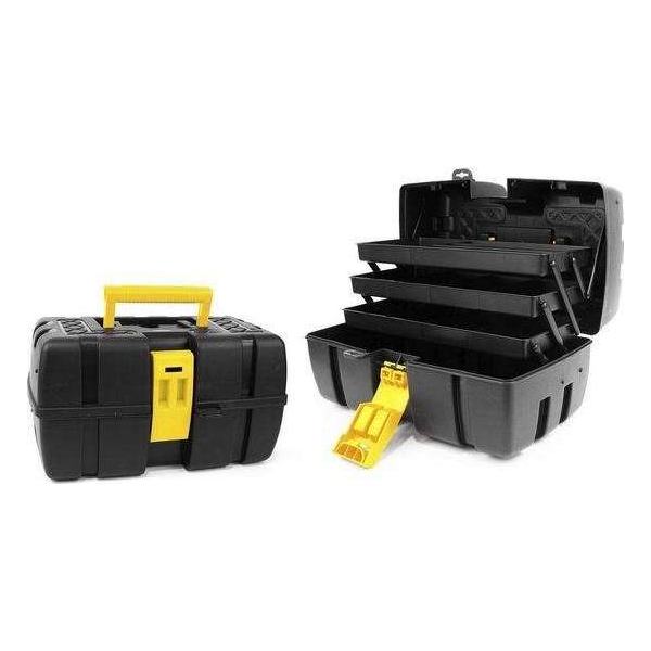 Gereedschapskist - met vakken - Bricotech Venezia Zwart Geel (37 X 23 x 21 cm) - Met Handvaten - Kwaliteit Gereedschapskist - met vakken - Bricotech Venezia Zwart Geel (37 X 23 x 21 cm) - Met Handvaten - Kwaliteit