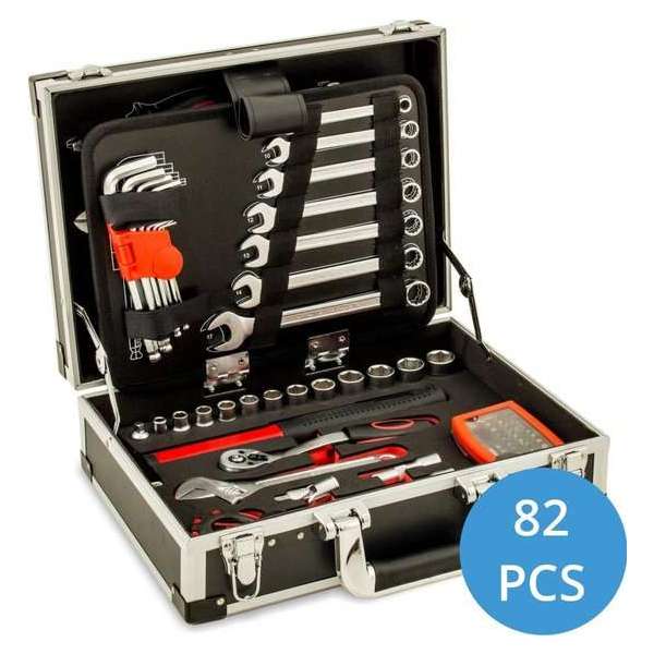 Ragnor Gereedschapskoffer Gevuld - 82-delig - 7 kg - Rood, Zwart Ragnor Gereedschapskoffer Gevuld - 82-delig - 7 kg - Rood, Zwart