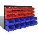 vidaXL Opbergrek voor aan de wand blauw en rood 30-delig