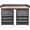 Datona® Werkbank PRO - bamboe werkblad - 12 lades - 150 cm -  Zwart