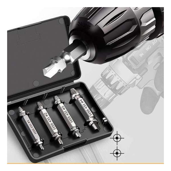 Schroefverwijderaar - Schroefverwijderset - 4 delig - Screw removal tool - Schroef verwijderen - Schroef - Universeel - Gunmetal Schroefverwijderaar - Schroefverwijderset - 4 delig - Screw removal tool - Schroef verwijderen - Schroef - Universeel - Gunmetal