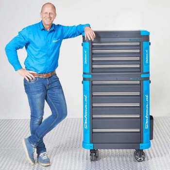 Datona® Verrijdbare gereedschapswagen met gereedschapskist L - Premium serie - Mat Zwart