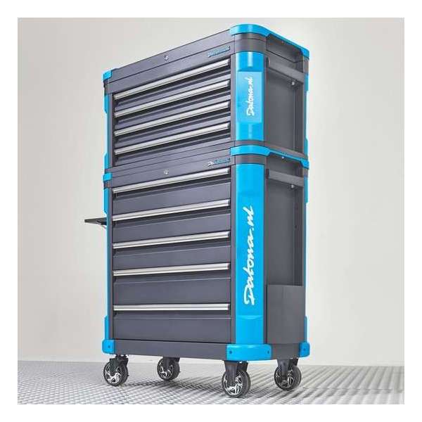 Datona® Verrijdbare gereedschapswagen met topkist XL - Premium serie - Mat Zwart Datona® Verrijdbare gereedschapswagen met topkist XL - Premium serie - Mat Zwart