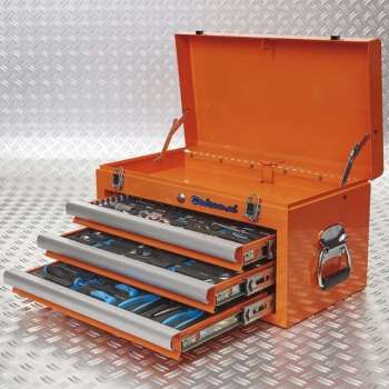 Datona® Gereedschapskist drie lades - 3 lades gevuld - oranje - Oranje