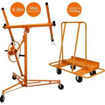 Drywall Lifter Hoist 16ft & Plaster Board Trolley