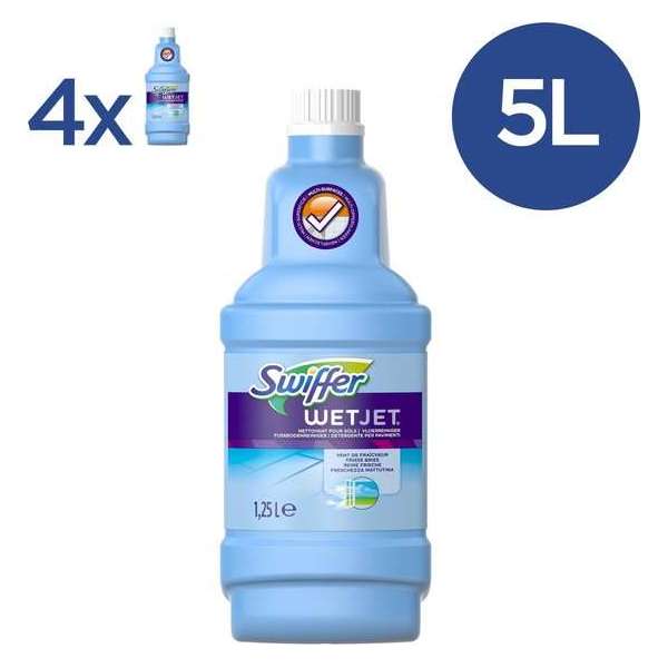 Swiffer WetJet Alles-In-Een Dweilsysteem - Voordeelverpakking 4 x 1,25 L - Reinigingsmiddel Swiffer WetJet Alles-In-Een Dweilsysteem - Voordeelverpakking 4 x 1,25 L - Reinigingsmiddel