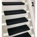 Trapmatten - 15 stuks - Solid Zwart - 65x22x3,5 cm - Recht