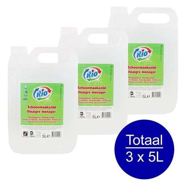 Schoonmaakazijn | 3 x 5 liter | Extra krachtig tegen tegelaanslag | Voordeel verpakking schoonmaakazijn Schoonmaakazijn | 3 x 5 liter | Extra krachtig tegen tegelaanslag | Voordeel verpakking schoonmaakazijn