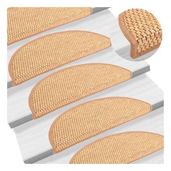 vidaXL Trapmatten zelfklevend 15 st sisal-look 56x20 cm oranje vidaXL Trapmatten zelfklevend 15 st sisal-look 56x20 cm oranje