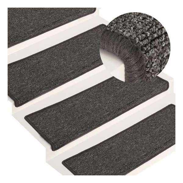 vidaXL Trapmatten 15 st 65x25 cm grijs en zwart vidaXL Trapmatten 15 st 65x25 cm grijs en zwart