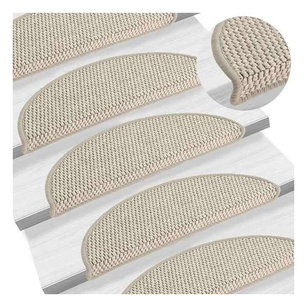 vidaXL Trapmatten zelfklevend 15 st sisal-look 56x20 cm taupe vidaXL Trapmatten zelfklevend 15 st sisal-look 56x20 cm taupe