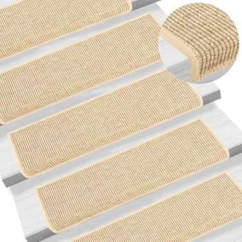 vidaXL Trapmatten zelfklevend 15 st sisal-look 65x25 cm lichtbeige