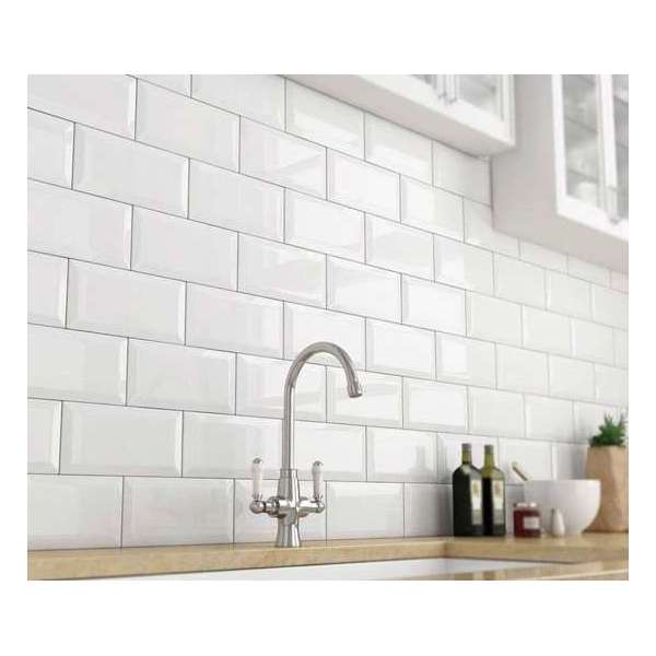 0,88m² - Metro wandtegels Wit Glans 10x20 - badkamer / keuken tegels 0,88m² - Metro wandtegels Wit Glans 10x20 - badkamer / keuken tegels