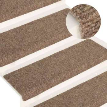 vidaXL Trapmatten 15 st 65x25 cm naaldvilt crèmekleurig