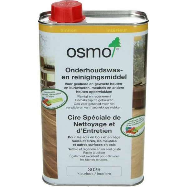 Onderhoudswas - OSMO - 3029 - Naturel - 1L - Kleurloos - Reinigt - Regenereert - houtreiniger Onderhoudswas - OSMO - 3029 - Naturel - 1L - Kleurloos - Reinigt - Regenereert - houtreiniger