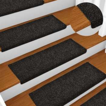 vidaXL Trapmatten 5 st 65x25 cm naaldvilt zwart