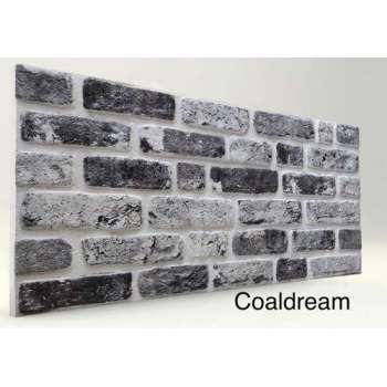 ARMAN`S DECOR 4 x 3D Wandpanelen (2m2), Coaldream, bakstenen effect, steenstrips, gevelbekleding binnen/buiten,EPS,piepschuim