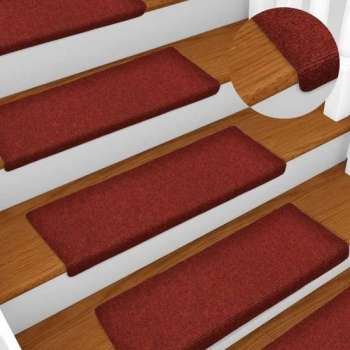 vidaXL Trapmatten 15 st 65x25 cm naaldvilt rood