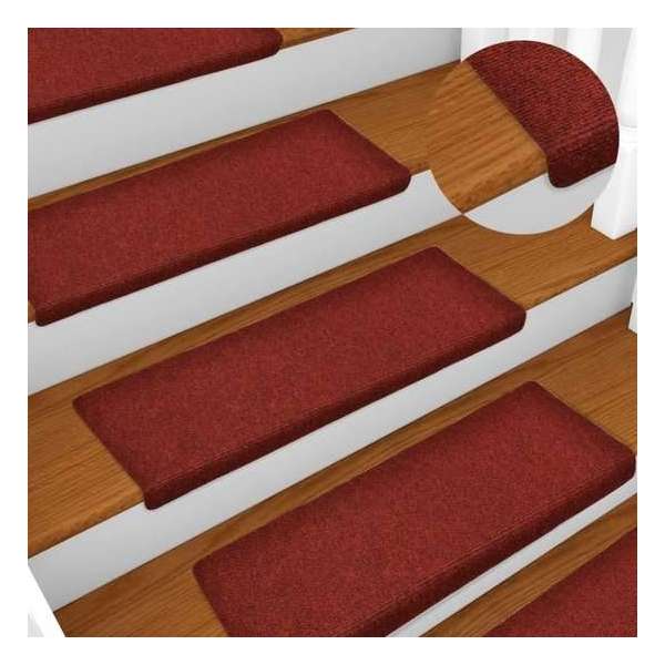 vidaXL Trapmatten 15 st 65x25 cm naaldvilt rood vidaXL Trapmatten 15 st 65x25 cm naaldvilt rood