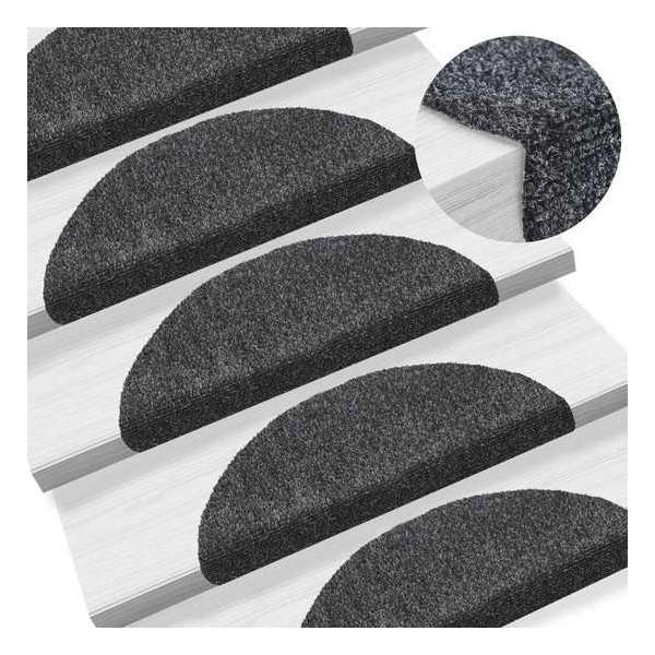 Trapmat trappenmat set trapmatten trapbekleding mat voor trap donker grijs set 15 54x16x4cm