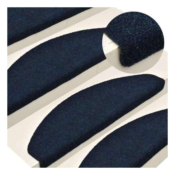 vidaXL Trapmatten zelfklevend 15 st 65x21x4 cm naaldvilt marineblauw vidaXL Trapmatten zelfklevend 15 st 65x21x4 cm naaldvilt marineblauw