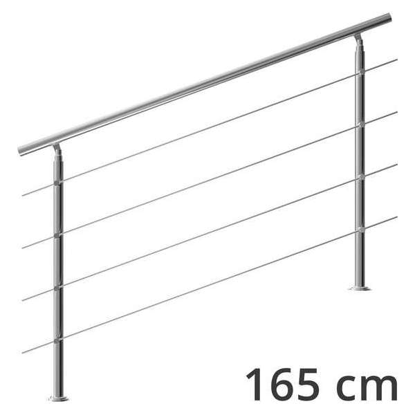 Monzana trapleuning edelstaal – 160 cm met 4 horizontale spijlen – balustrade Monzana trapleuning edelstaal – 160 cm met 4 horizontale spijlen – balustrade