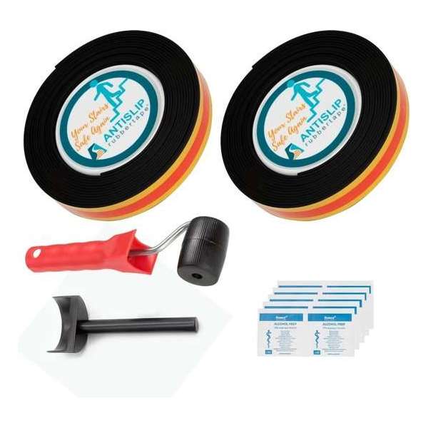 ANTISLIPRUBBERTAPE Antislip trap tape Ronde hoekjes - Doehetzelf set - Zwart ANTISLIPRUBBERTAPE Antislip trap tape Ronde hoekjes - Doehetzelf set - Zwart