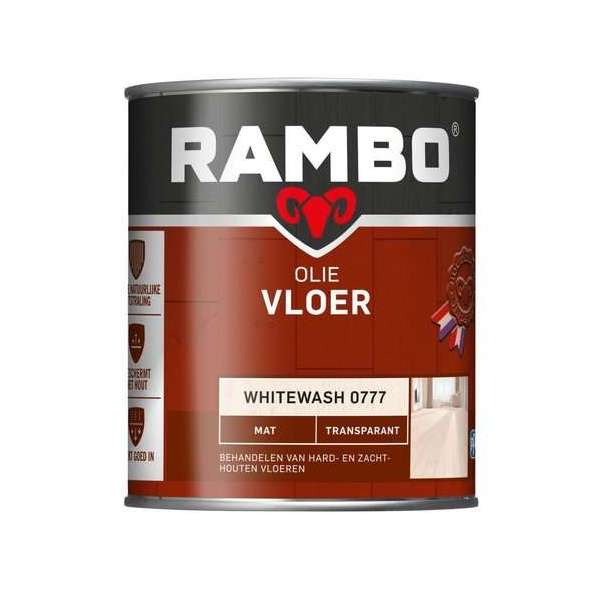 Rambo Vloer Olie Transparant Mat Whitewash 0777-0,75 Ltr Rambo Vloer Olie Transparant Mat Whitewash 0777-0,75 Ltr