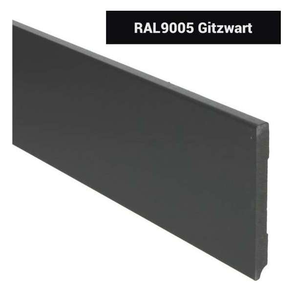 Hoge plinten - MDF - Moderne plint 120x12 mm - Zwart - Voorgelakt - RAL 9005 - Per stuk 2,4m Hoge plinten - MDF - Moderne plint 120x12 mm - Zwart - Voorgelakt - RAL 9005 - Per stuk 2,4m