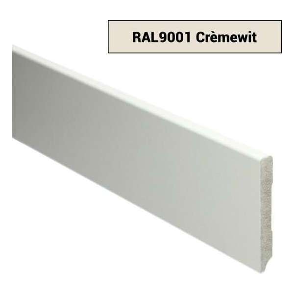 Hoge plinten - MDF - Moderne plint 90x12 mm - Wit - Voorgelakt - RAL 9001 - Per stuk 2,4m Hoge plinten - MDF - Moderne plint 90x12 mm - Wit - Voorgelakt - RAL 9001 - Per stuk 2,4m
