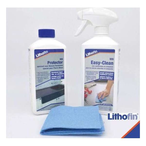Lithofin Care Kit voor Blauwe Hardsteen - Onderhoudsset voor Hardsteen - Beschermen en Schoonmaken Lithofin Care Kit voor Blauwe Hardsteen - Onderhoudsset voor Hardsteen - Beschermen en Schoonmaken