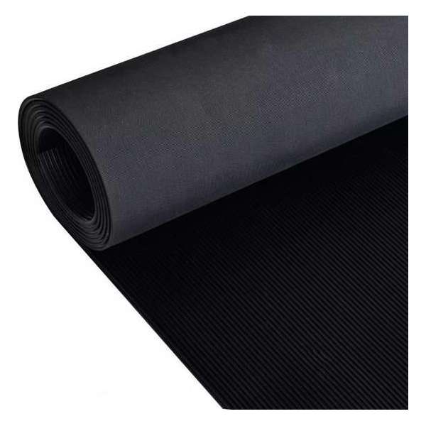 Rubberen anti-slip vloermat 5x1m fijn geribbeld Rubberen anti-slip vloermat 5x1m fijn geribbeld