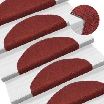 Trapmat trappenmat set trapmatten trapbekleding mat voor trap donker rood set 15 65x21x4cm