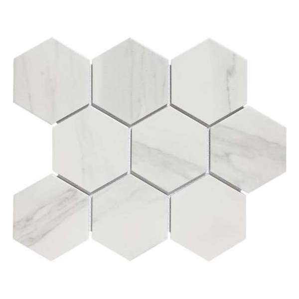 0,76m² - Mozaiek Tegels - Barcelona Hexagon Carrara Wit 9,5x11 0,76m² - Mozaiek Tegels - Barcelona Hexagon Carrara Wit 9,5x11