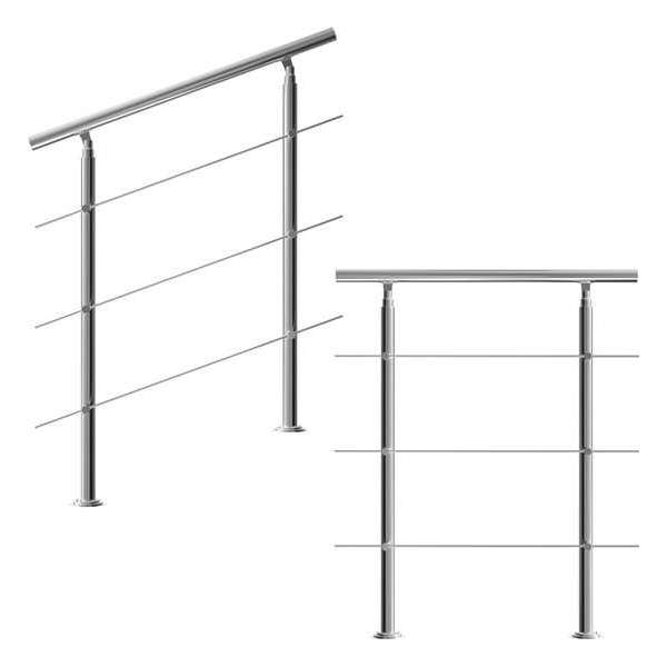 Monzana trapleuning edelstaal – 100 cm met 3 horizontale spijlen - Balustrade Monzana trapleuning edelstaal – 100 cm met 3 horizontale spijlen - Balustrade