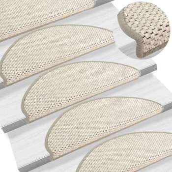 vidaXL Trapmatten zelfklevend 15 st sisal-look 65x25 cm beige
