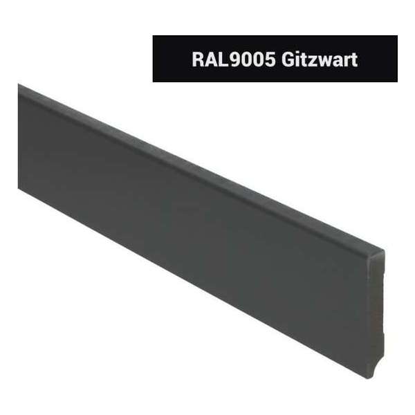 Hoge plinten - MDF - Moderne plint 70x12 mm - Zwart - Voorgelakt - RAL 9005 - Per stuk 2,4m Hoge plinten - MDF - Moderne plint 70x12 mm - Zwart - Voorgelakt - RAL 9005 - Per stuk 2,4m