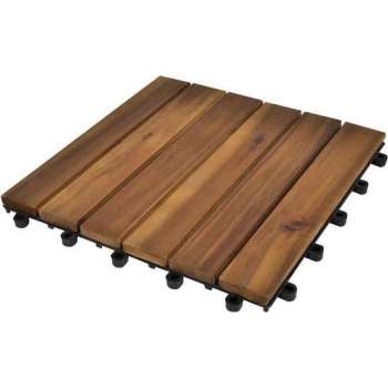 Terrastegels - Acacia hardhout en kunststof - 30 x 30 cm - Set van 20