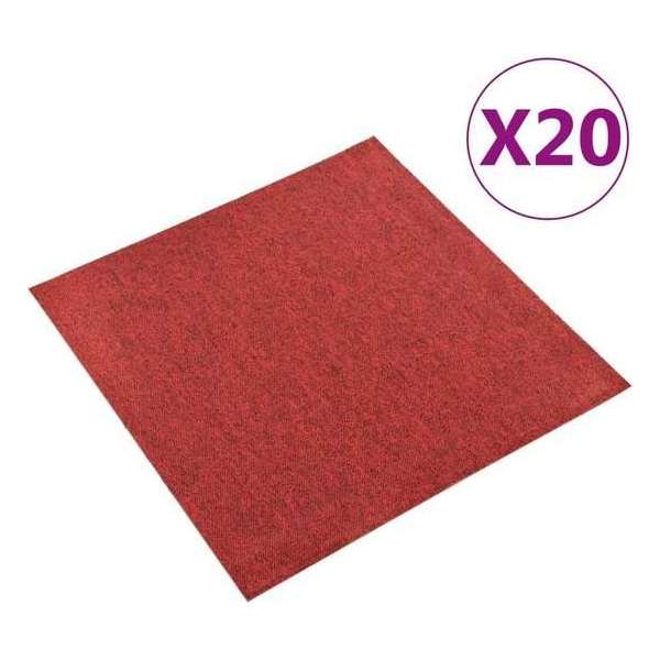 vidaXL Tapijttegels 20 st 5 m² 50x50 cm rood vidaXL Tapijttegels 20 st 5 m² 50x50 cm rood