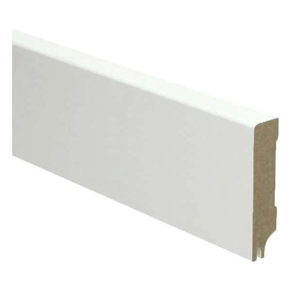Hoge plinten - MDF - Moderne plint 70x15 mm - Wit - Voorgelakt - Uitsparing - RAL 9010 - Per stuk 2,4m Hoge plinten - MDF - Moderne plint 70x15 mm - Wit - Voorgelakt - Uitsparing - RAL 9010 - Per stuk 2,4m