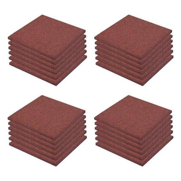 vidaXL Valtegels 24 st 50x50x3 cm rubber rood vidaXL Valtegels 24 st 50x50x3 cm rubber rood