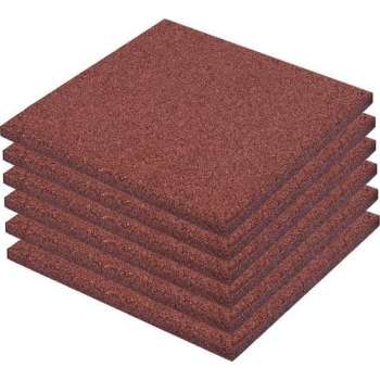 vidaXL Valtegel 6 st 50x50x3 cm rubber rood