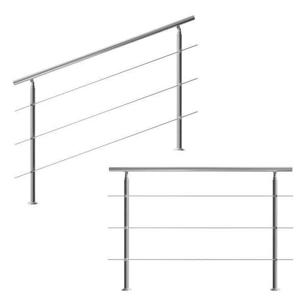 Monzana trapleuning edelstaal – 160 cm met 3 horizontale spijlen – balustrade Monzana trapleuning edelstaal – 160 cm met 3 horizontale spijlen – balustrade