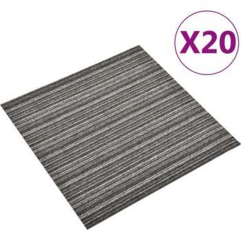 vidaXL Tapijttegels 20 st 5 m² 50x50 cm gestreept antraciet