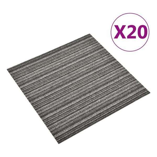 vidaXL Tapijttegels 20 st 5 m² 50x50 cm gestreept antraciet