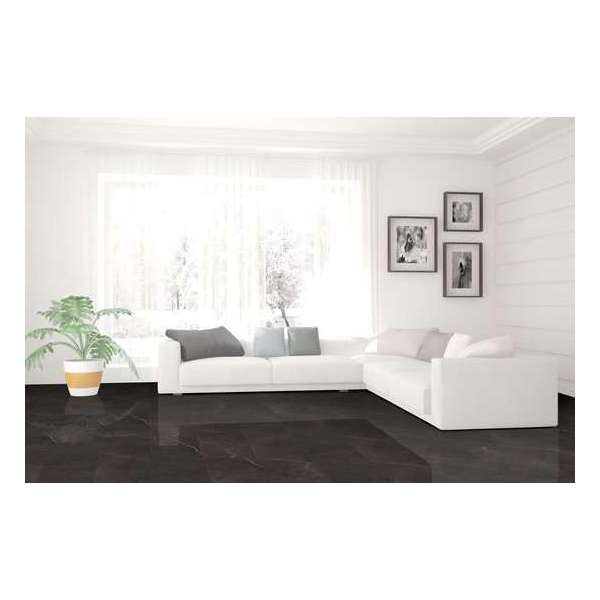 10 pakken (14,4 m2) vloertegel Lava Marmerlook 600x1200mm Mat Zwart Gerectificeerd 10 pakken (14,4 m2) vloertegel Lava Marmerlook 600x1200mm Mat Zwart Gerectificeerd