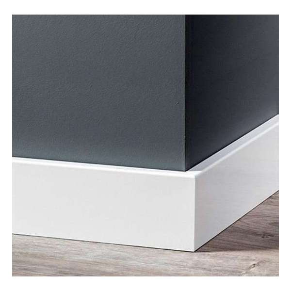 Overschilderbaar MDF Moderne plint 70x12 wit gegrond Overschilderbaar MDF Moderne plint 70x12 wit gegrond