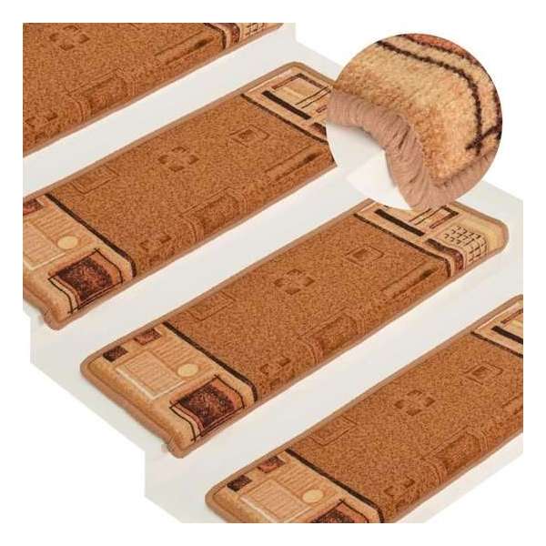 vidaXL Trapmatten zelfklevend 15 st 65x25 cm beige  VDXL_326207