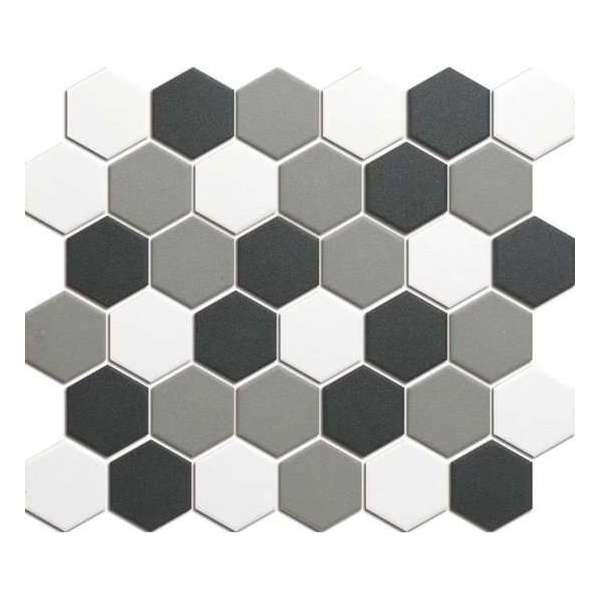 0,91m² -Mozaiek tegel London Hexagon Donker Grijs mix 5,1x5,9 0,91m² -Mozaiek tegel London Hexagon Donker Grijs mix 5,1x5,9
